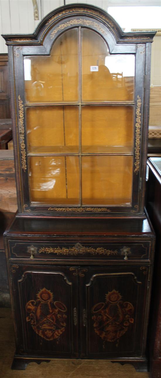 Small painted domed oak glazed bookcase cupboard